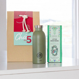 Conjunto "Chá das 5" - Clima Bottle 500ml Sage + Blend Let's Be Green Friends	